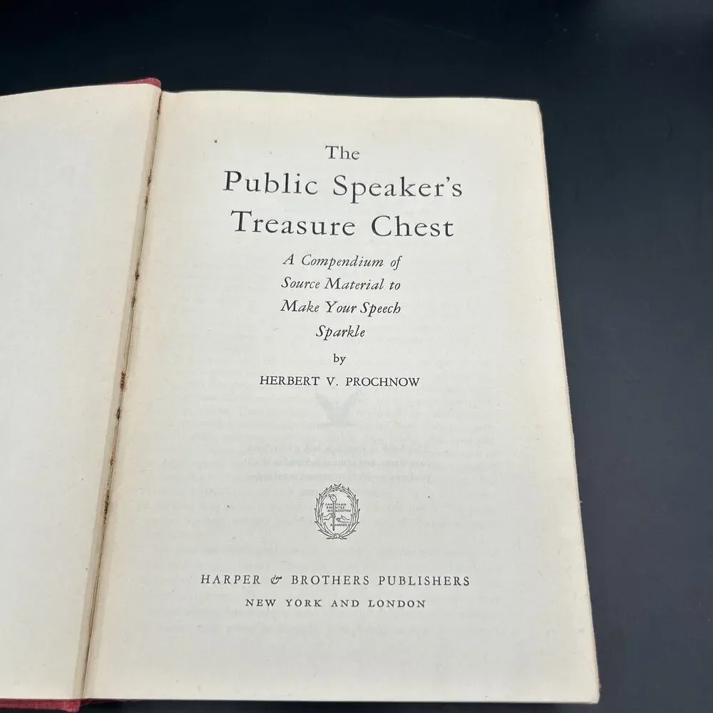 The Public Speakers Treasure Chest by Herbert V Prochnow 1942 Hardcover